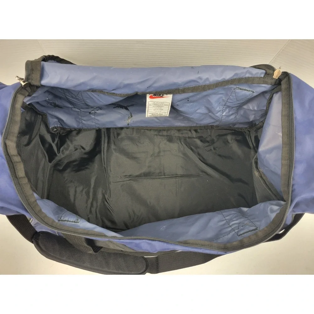 Vintage Nike Duffle Bag Blue Embroidered Center Swoosh 90s Y2K‎ Shoulder Strap